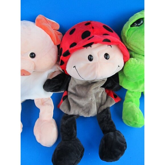 Unbranded Lot of 3 Puppets Pig Ladybug & Frog Plush Stuffed Animal Toy - Picture 3 of 9